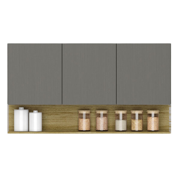 COCINA 120CM STAPELIA 6 PUERTAS 1 CAJÓN GRIS/MADERADO NATURAL